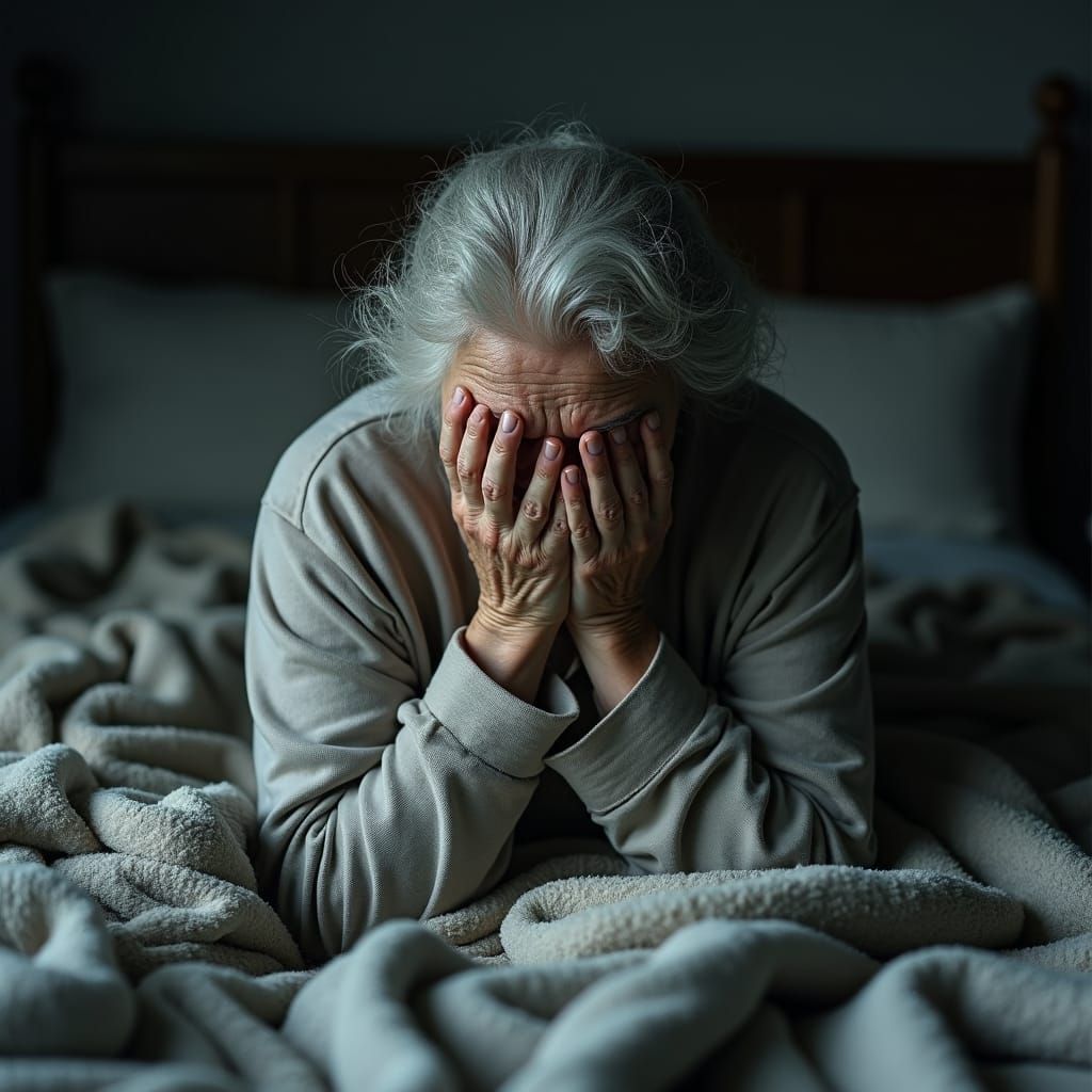 Sorrowful Granny in Cold Room, Old Masters Style