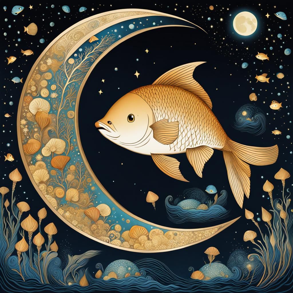 Big Fish Swimming in Ocean with Smaller Fish