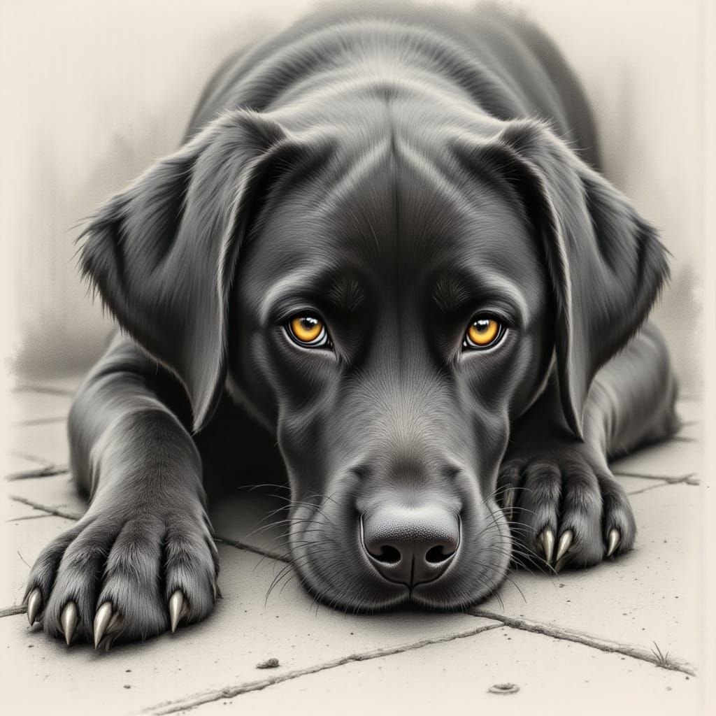 A Labrador in a Charcoal Sketch Style Portrait