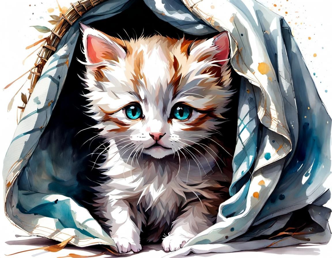 Tiny Kitten Hiding, Waiting in Shelter Cage