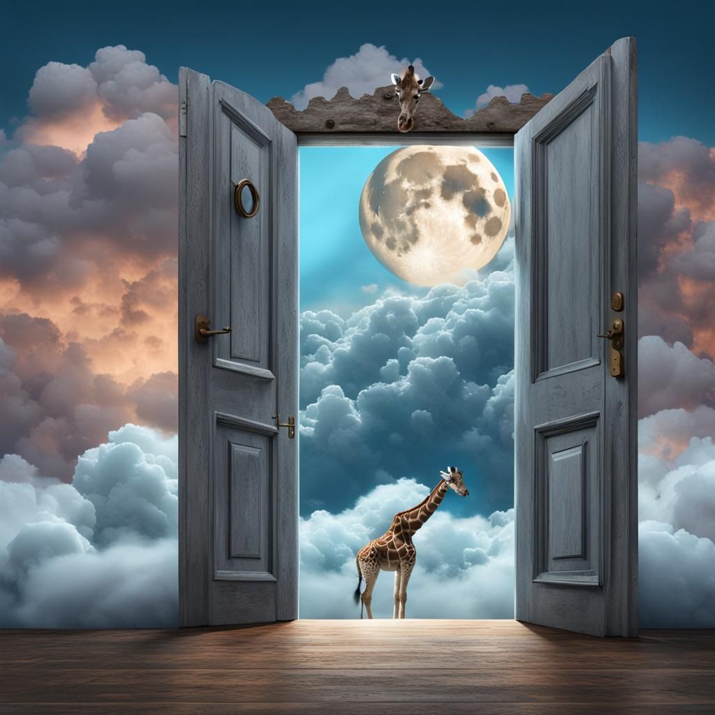 Giraffe in the Clouds at Twilight