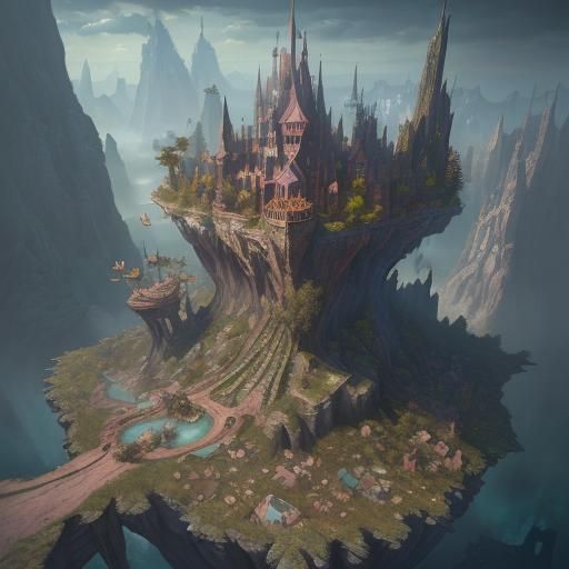 Neverneverland: Fantastical Aerial View in Detailed Painting