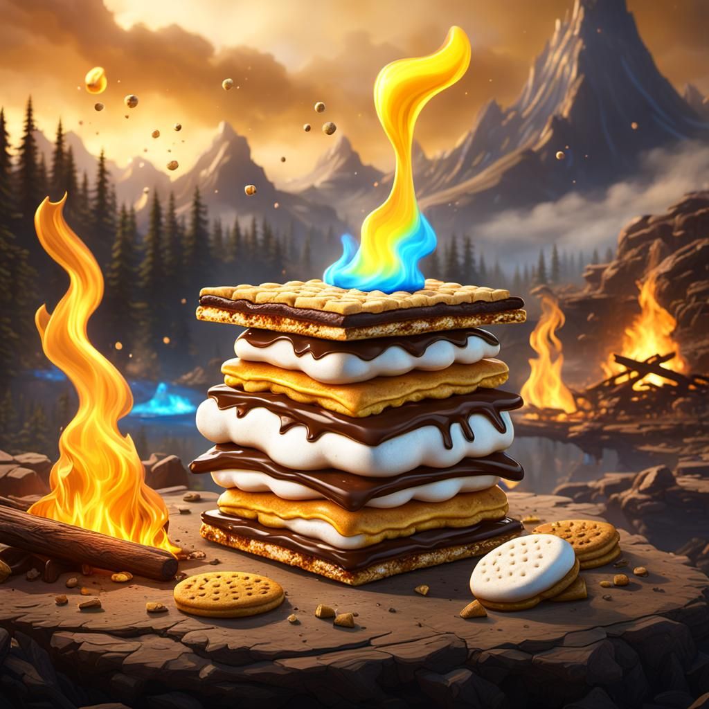 Golden Rainbow S'mores in Detailed Matte Painting