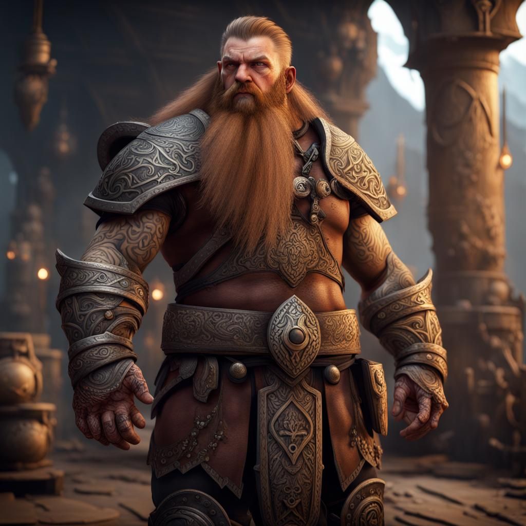 Dwarven Brawler Innkeeper Concept Art in 8K