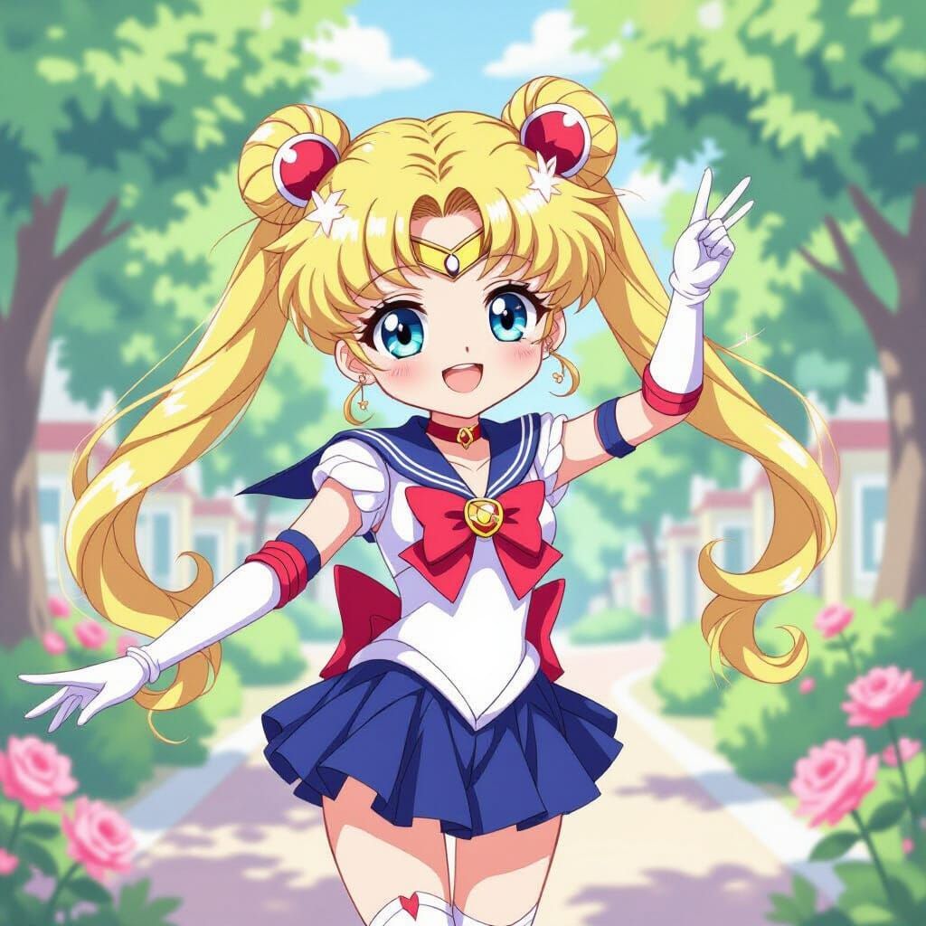 Chibi Moon in Sailor Fuku Anime Style