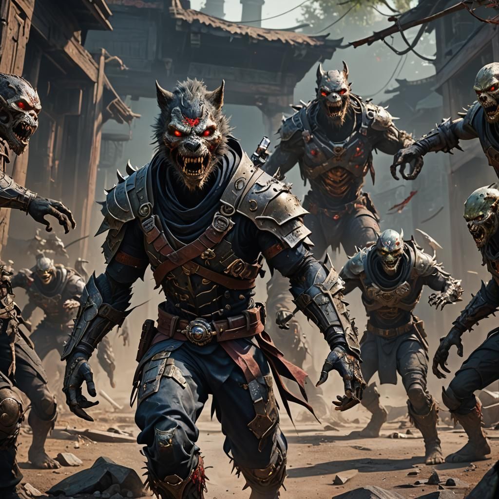 Ninja Werewolf Zombie Cyborg in Detailed Matte Painting