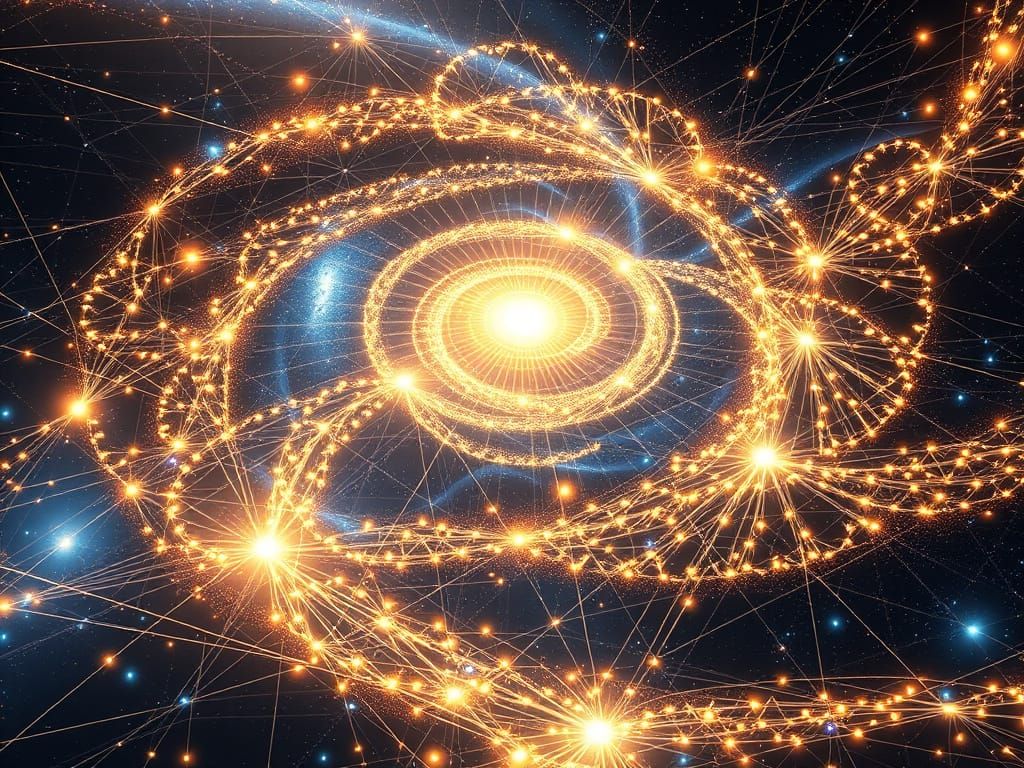 Golden Light Spiral Galaxy with Holographic Wisdom Capsules