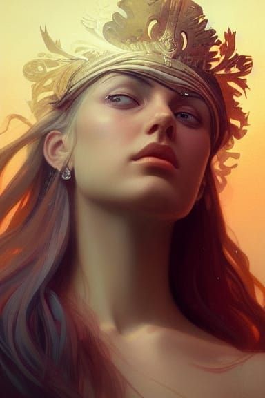 Alchemical Goddess Portrait in Hyperdetailed Style