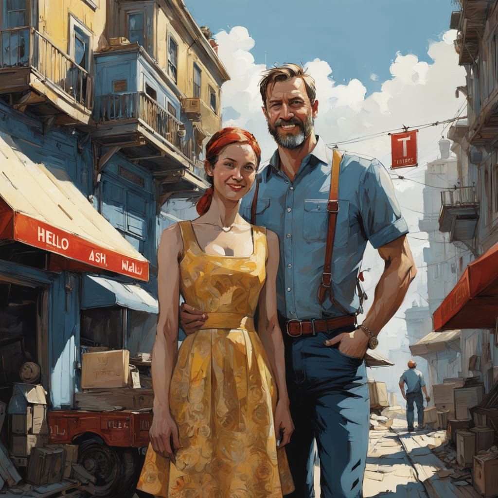 Stunning Couple Embracing with Warm Smiles in a Bright Blue ...