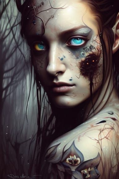 Auburn-Haired Vulcan Girl with Floral Adornments