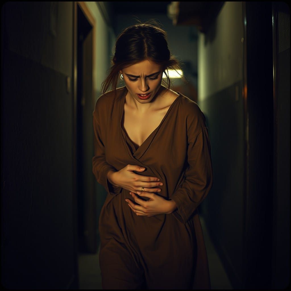 Tormented Woman in Gritty Alleyway, Cinematic Lighting