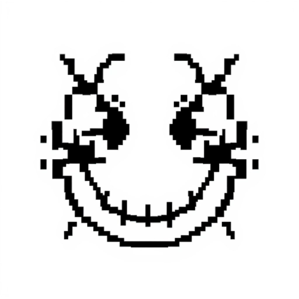 Intricate Cyberpunk Smiling Face Emerges in Dots