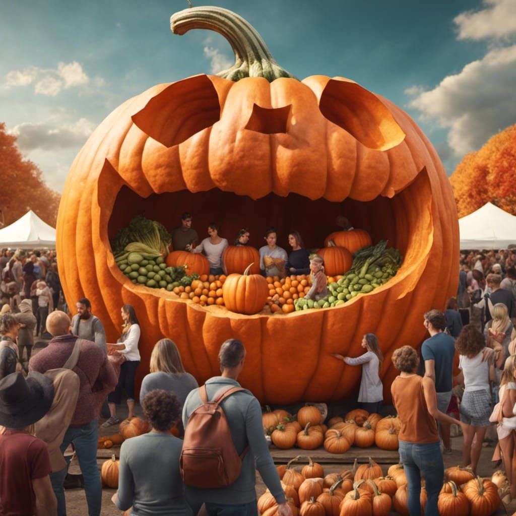 Surreal Pumpkin Farmers Market in 8K Resolution
