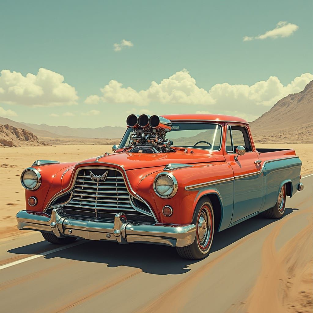 Futuristic 1967 Dodge Deora Truck in Retro Style