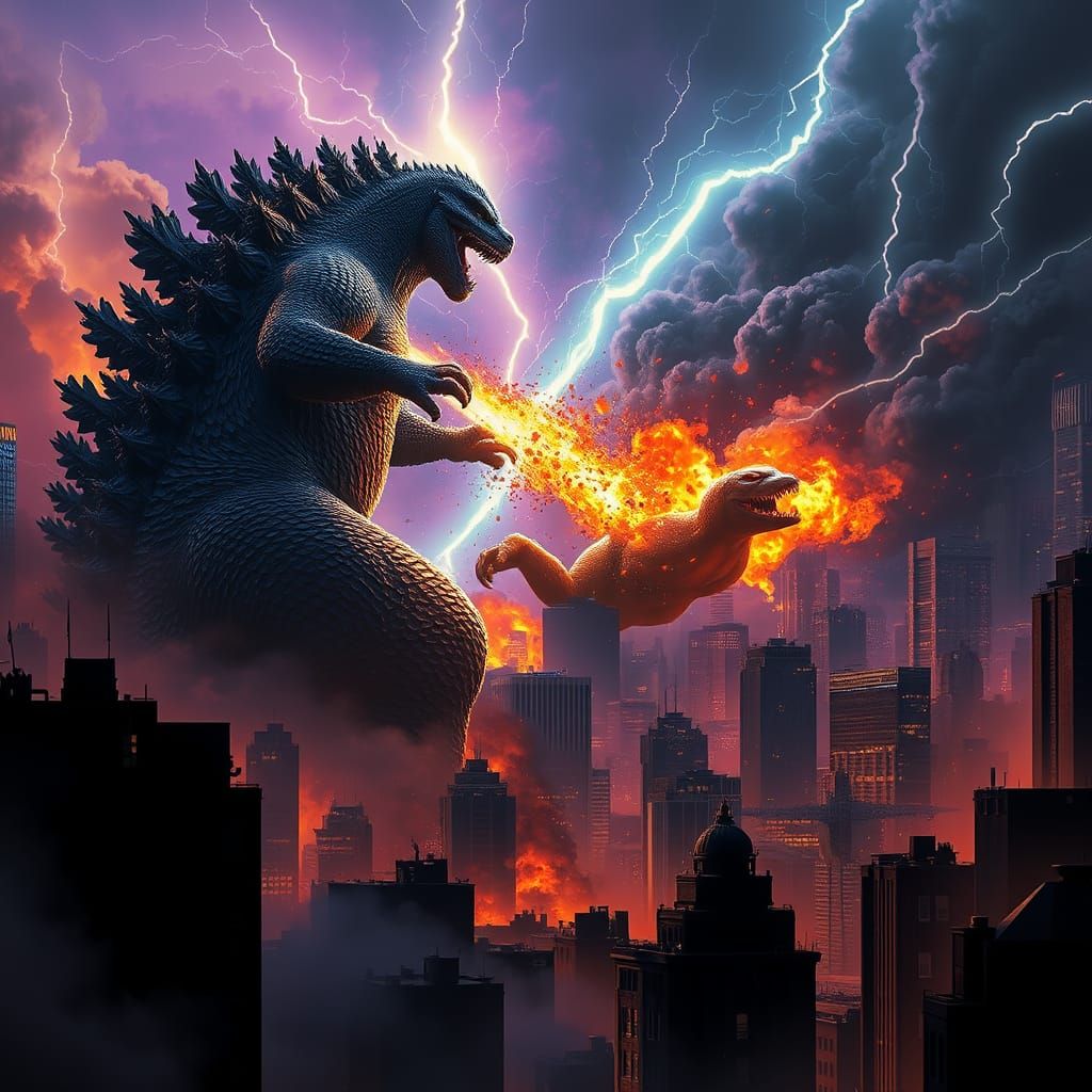 Godzilla Battles Kong in Epic Cityscape Clash
