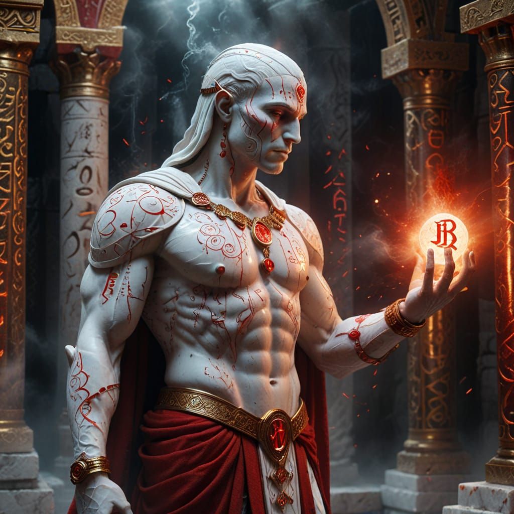 Mystical Marble Humanoid in Magical Temple