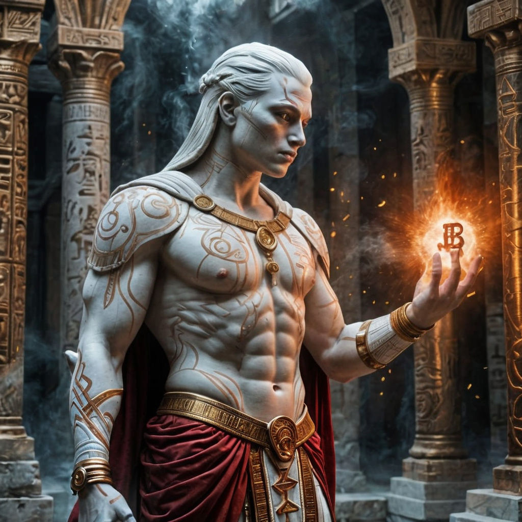 Mystical Marble Humanoid Casting Spell