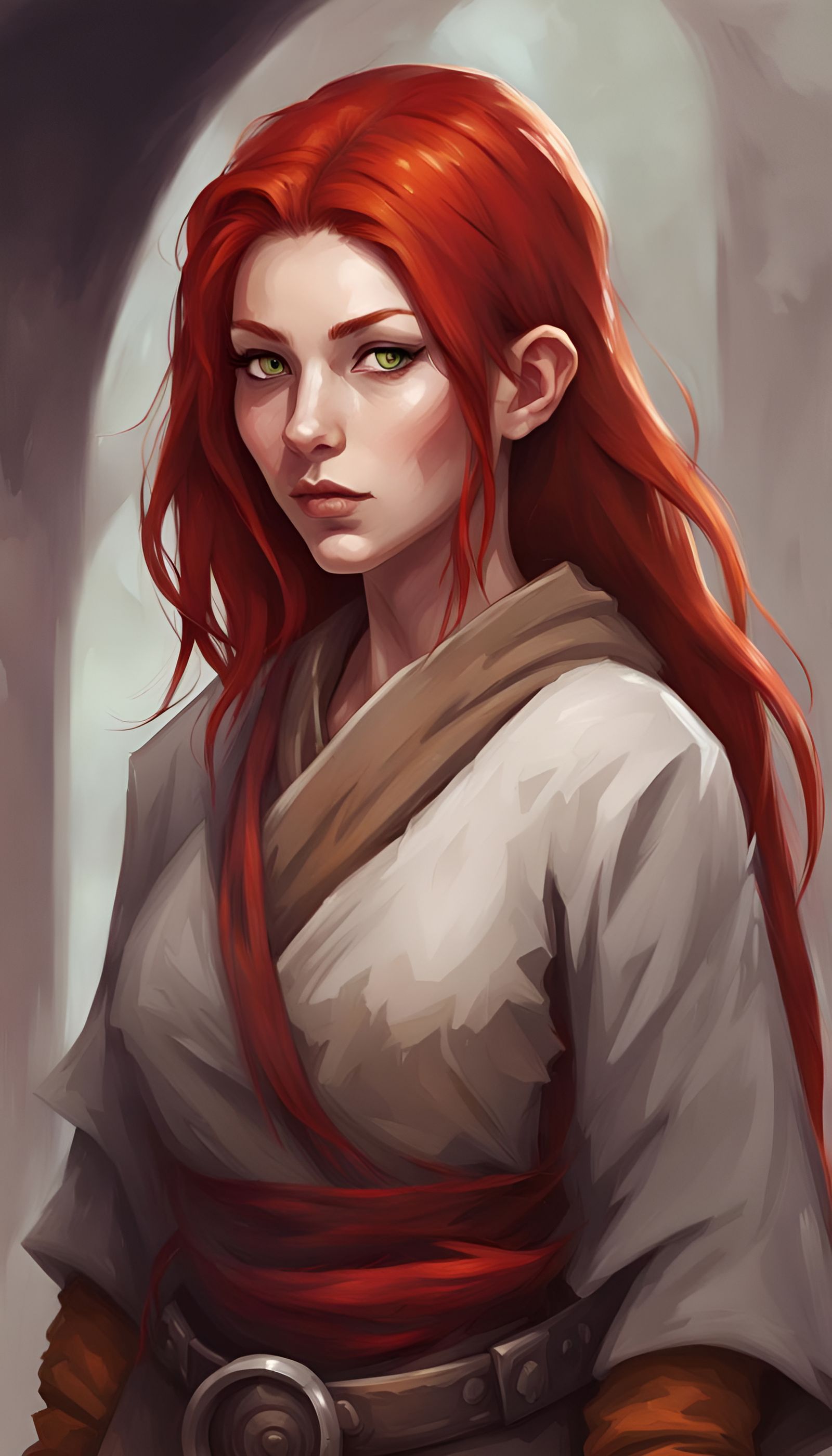Vibrant Red-Haired Human Monk, Dungeons and Dragons Art