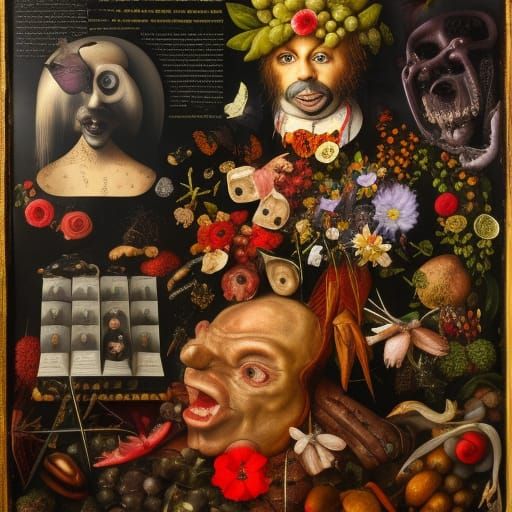Surreal Portrait Composed of Objects in Arcimboldo Style