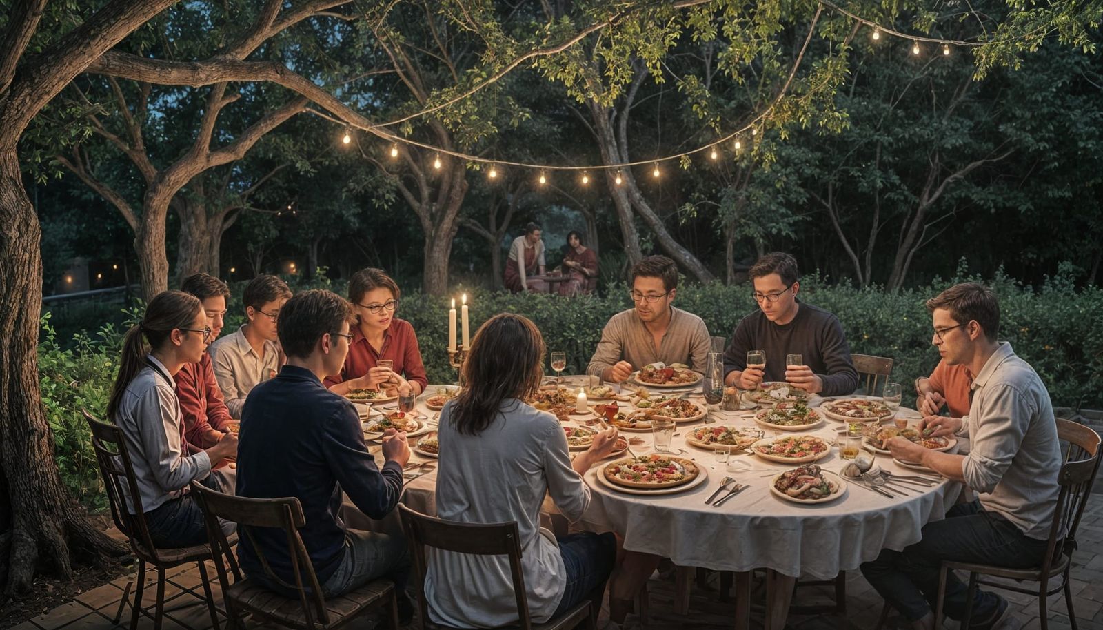 Vibrant Italian Night Scene in Crayon Style