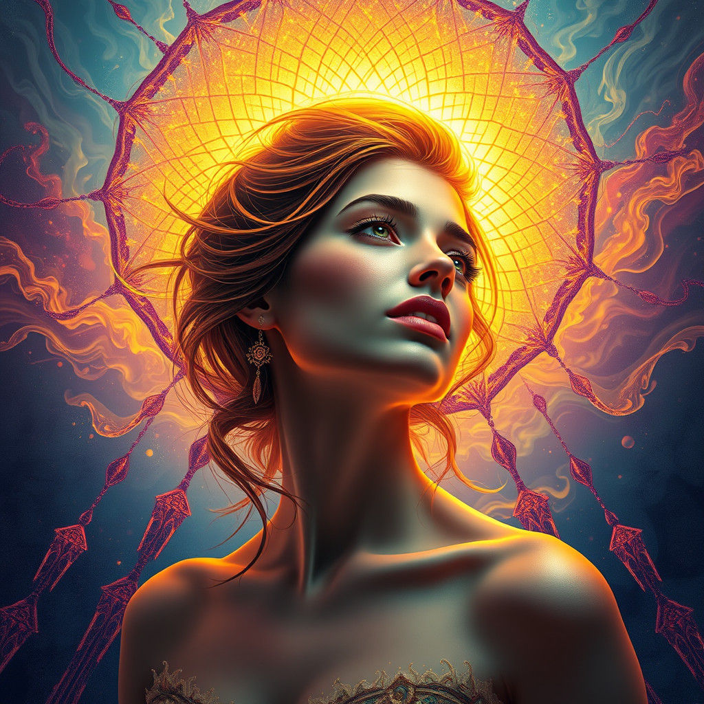 Ethereal Woman Portrait in Art Nouveau Style