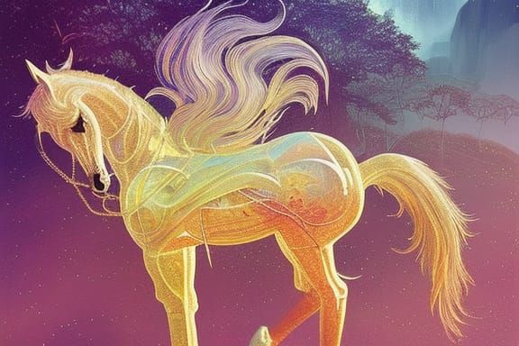 Crystal Magic Horse in Golden Hour Light