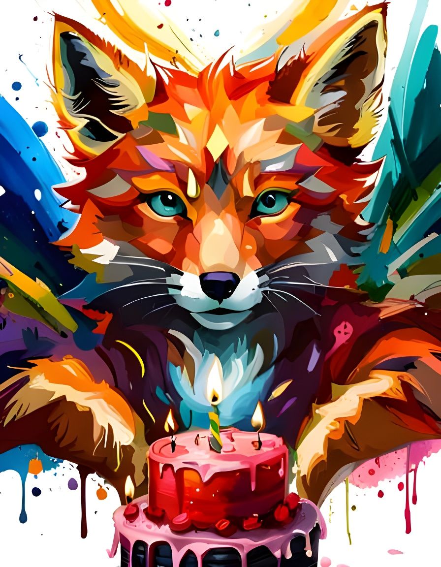 Chibi Fox King Celebrates Birthday in Golden Hour