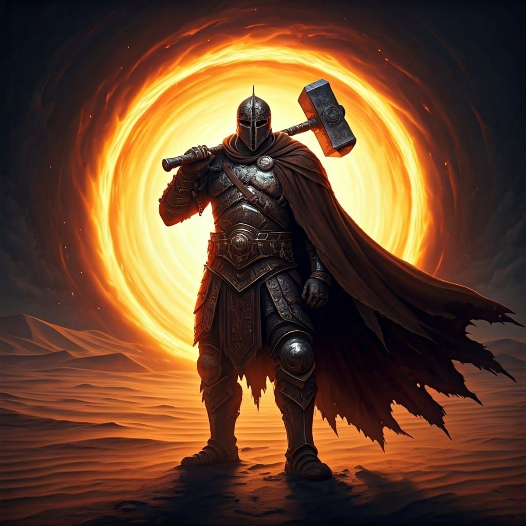 Legendary Warrior in Desert Crossing Fiery Portal