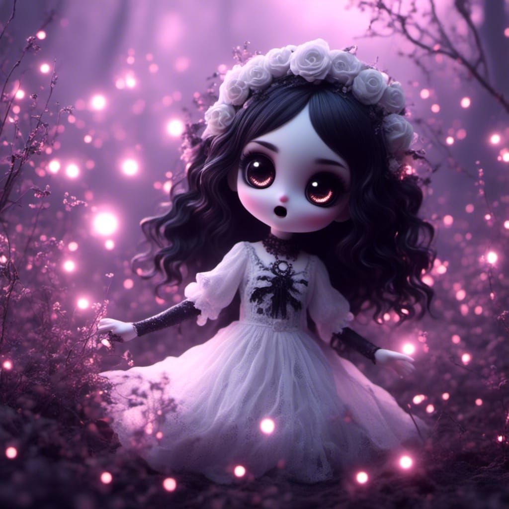 Ghostly Gothic Girl with Glowing Eyes