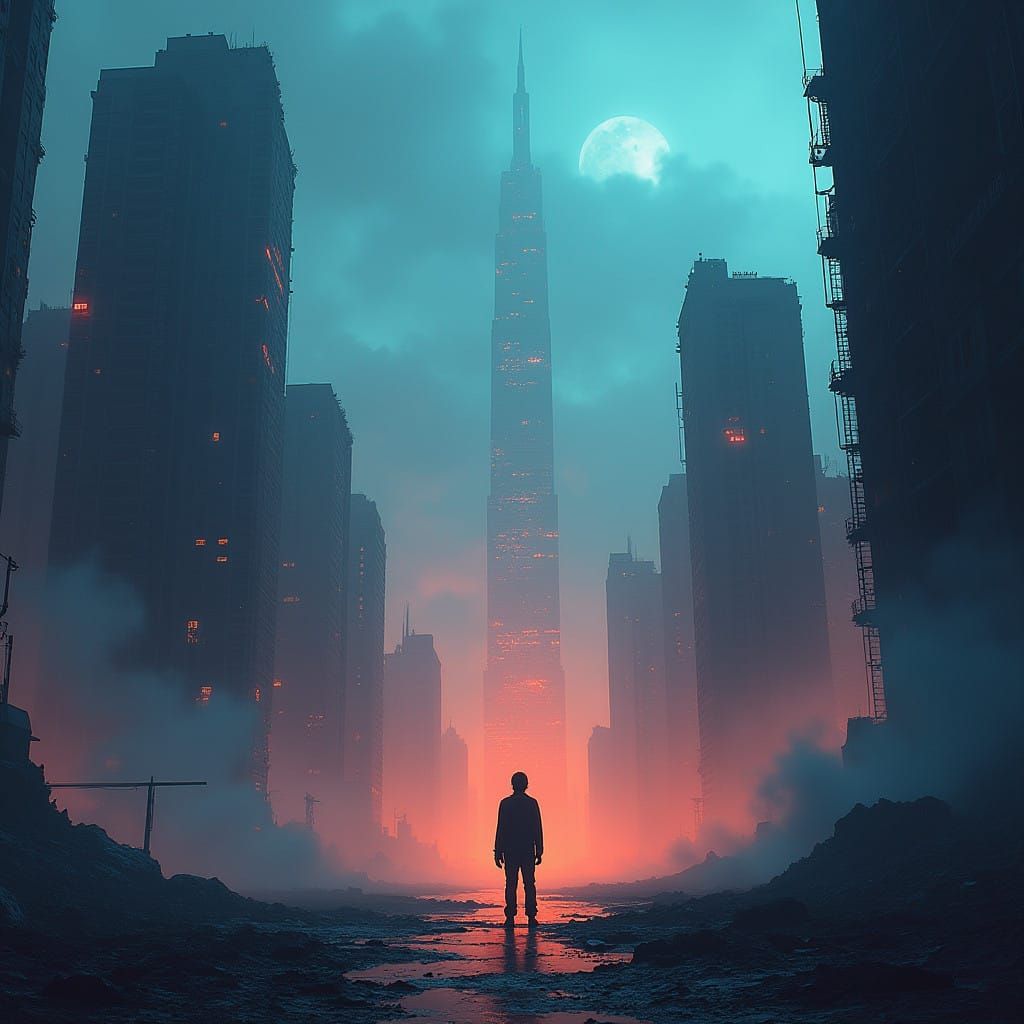 Cyberpunk Metropolis Under Twilight