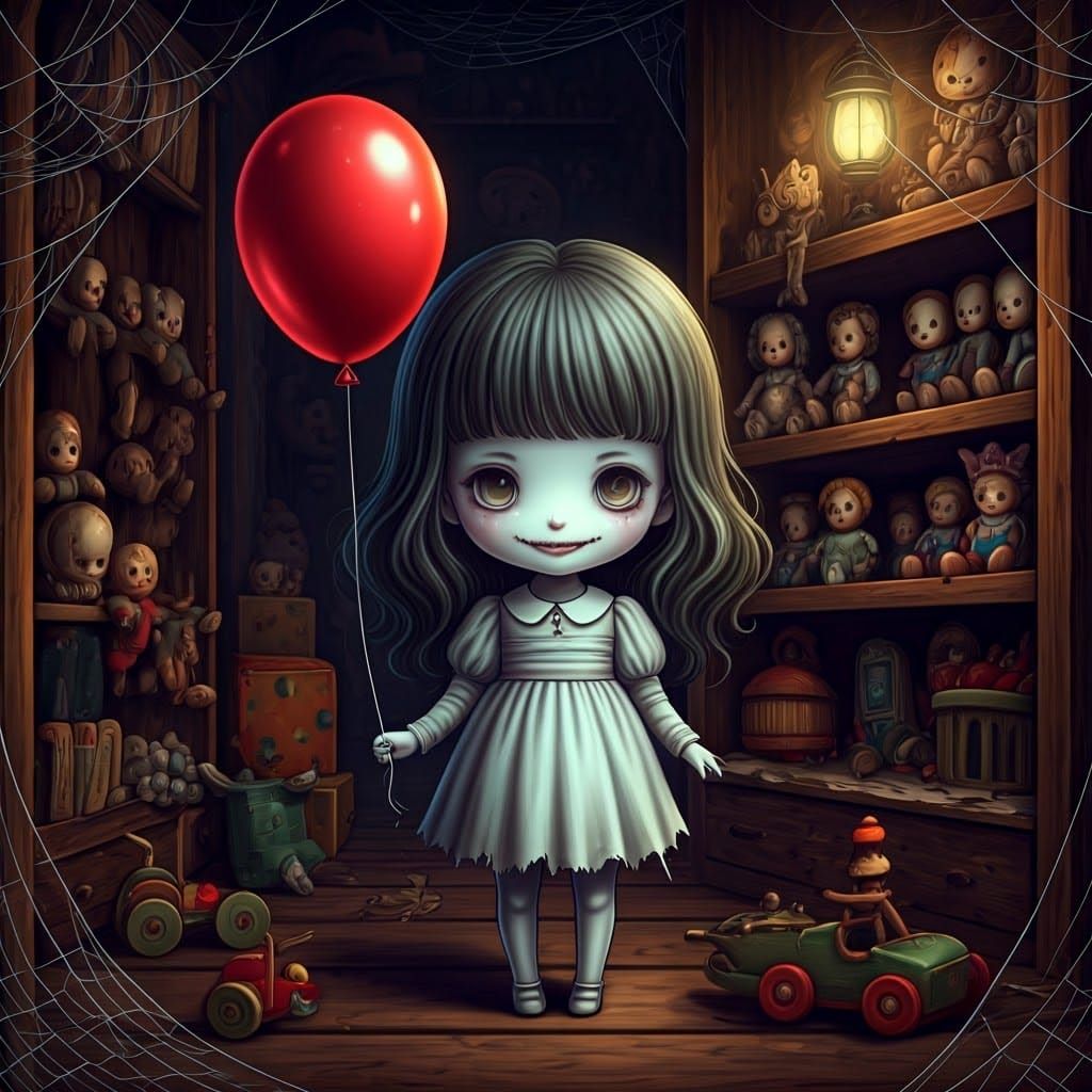 Chibi Ghost Girl in Macabre Toy Shop