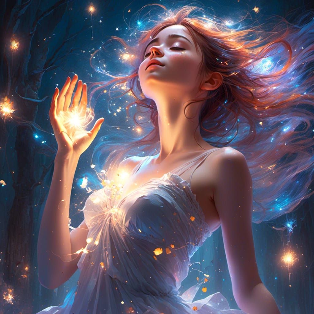 Anime Girl Transformation in Magical Light