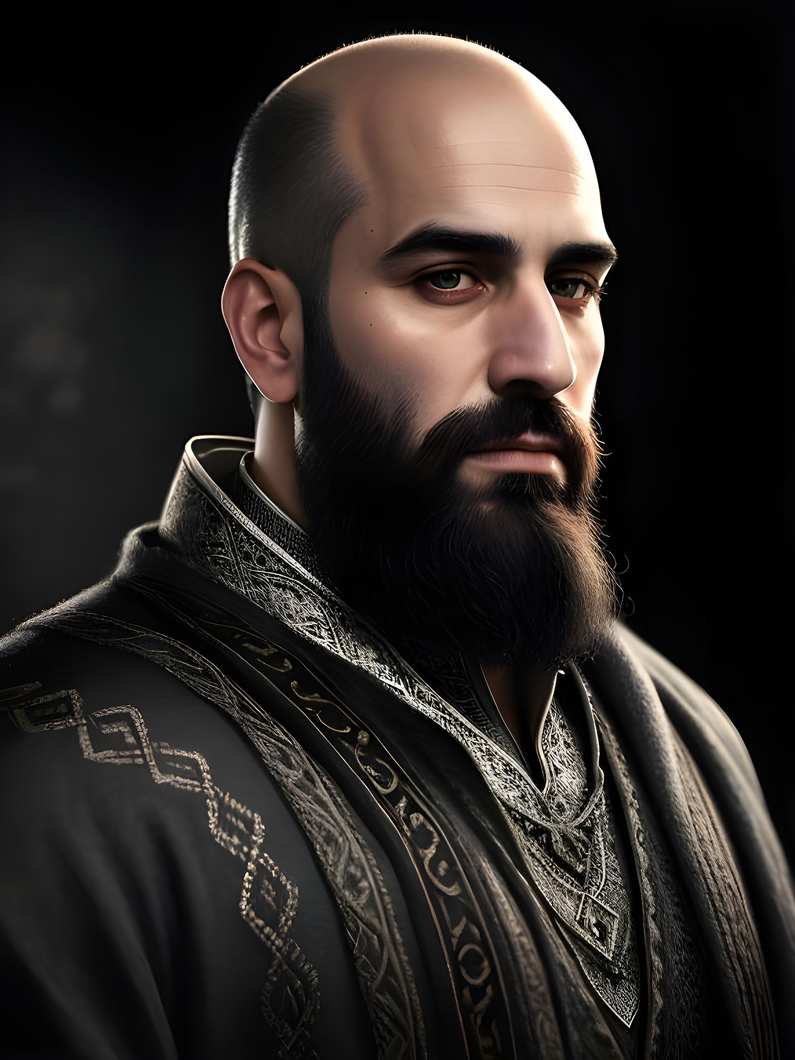 Hyperrealistic Portrait of Kashmiri Man in Cashmere