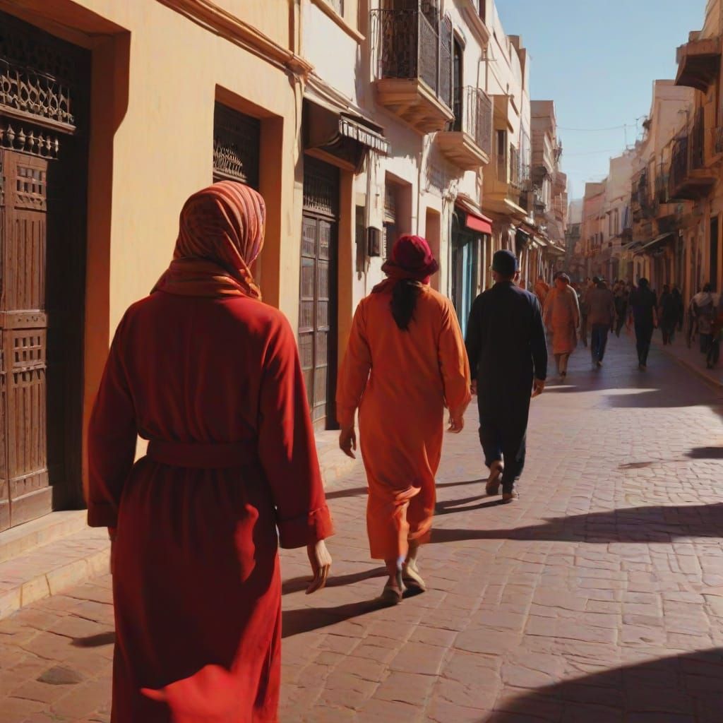 Vibrant Rabat Street Scene in Film Style