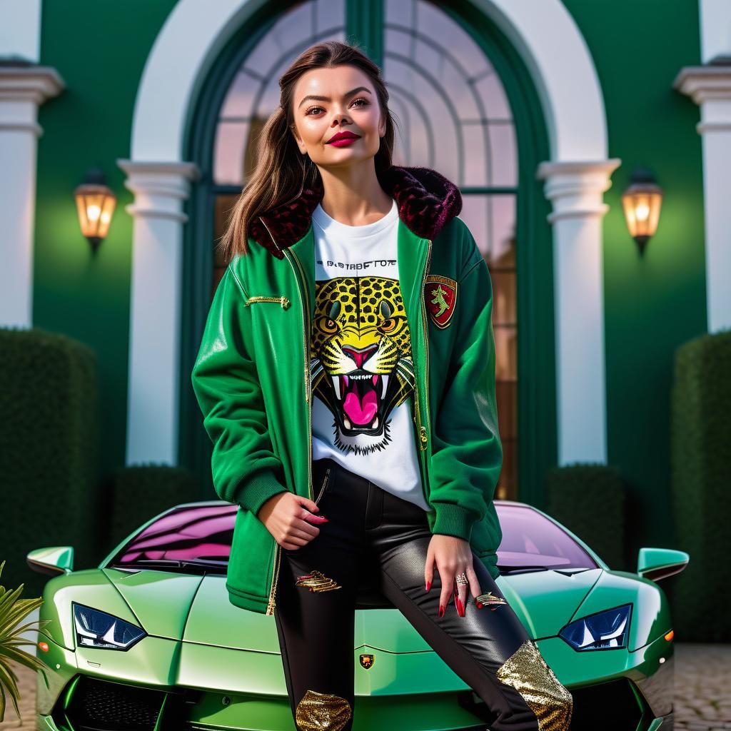 Slytherin Style Portrait Next to a Lamborghini Diablo