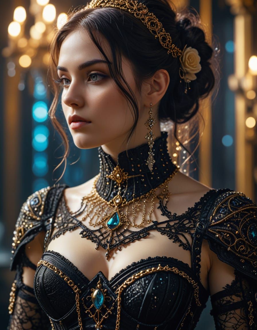 Gothic Sci-Fi Portrait of a Woman in Wedding Dress