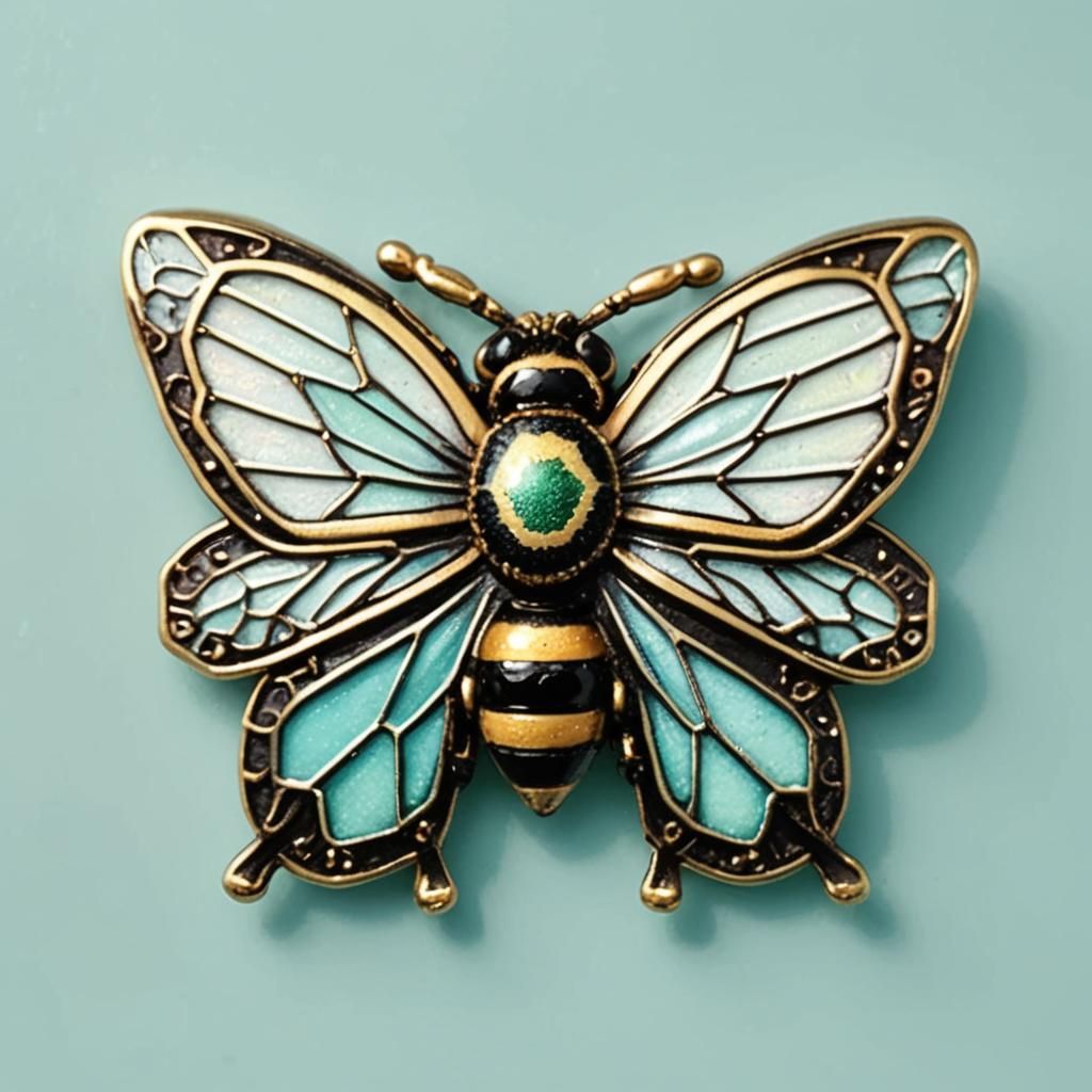 Bee on Enamel Trinket in Watercolor Style