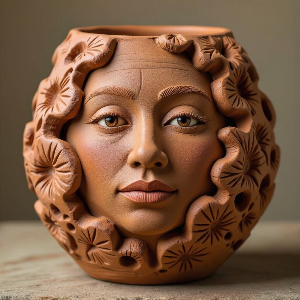 Earthy Brown Clay Art with Intricate Textures