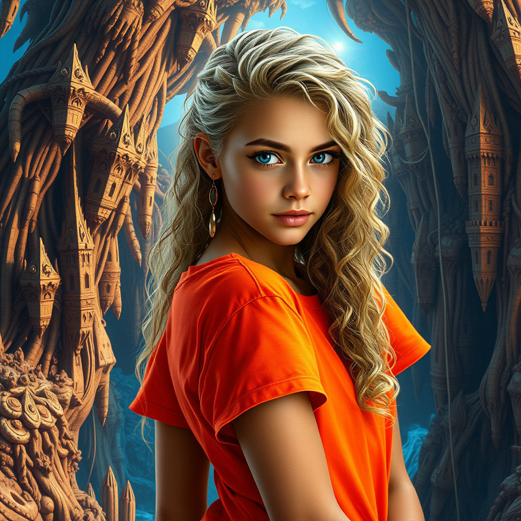 Teenage Girl with Blonde Hair, Fantasy Concept Art