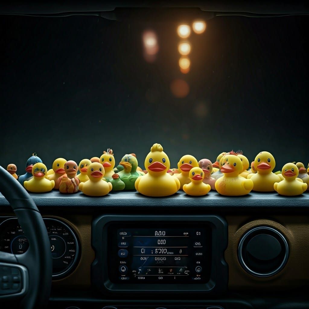 Rubber Duck Army Takes Over Jeep Dashboard in Cinematic Hype...