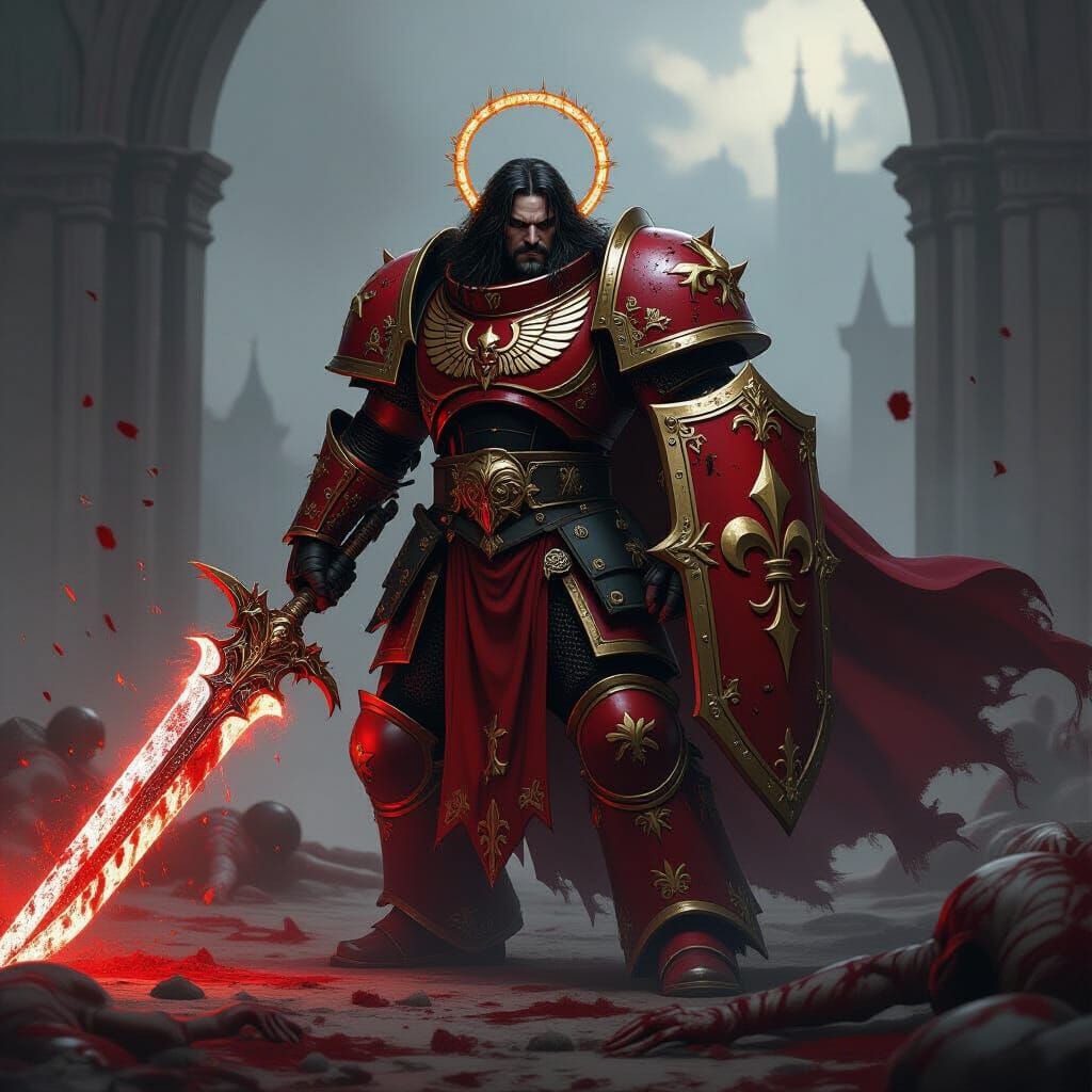 Warhammer Primarch on Battlefield with Cursed Sword