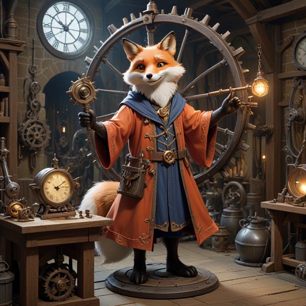 Wizard Fox Crafts Clock Tower Heart in Workshop