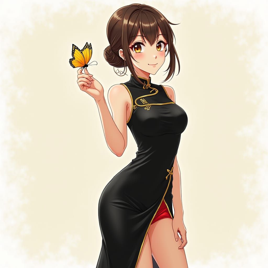 Elegant Female Figure in Semi-Realistic Manga Style