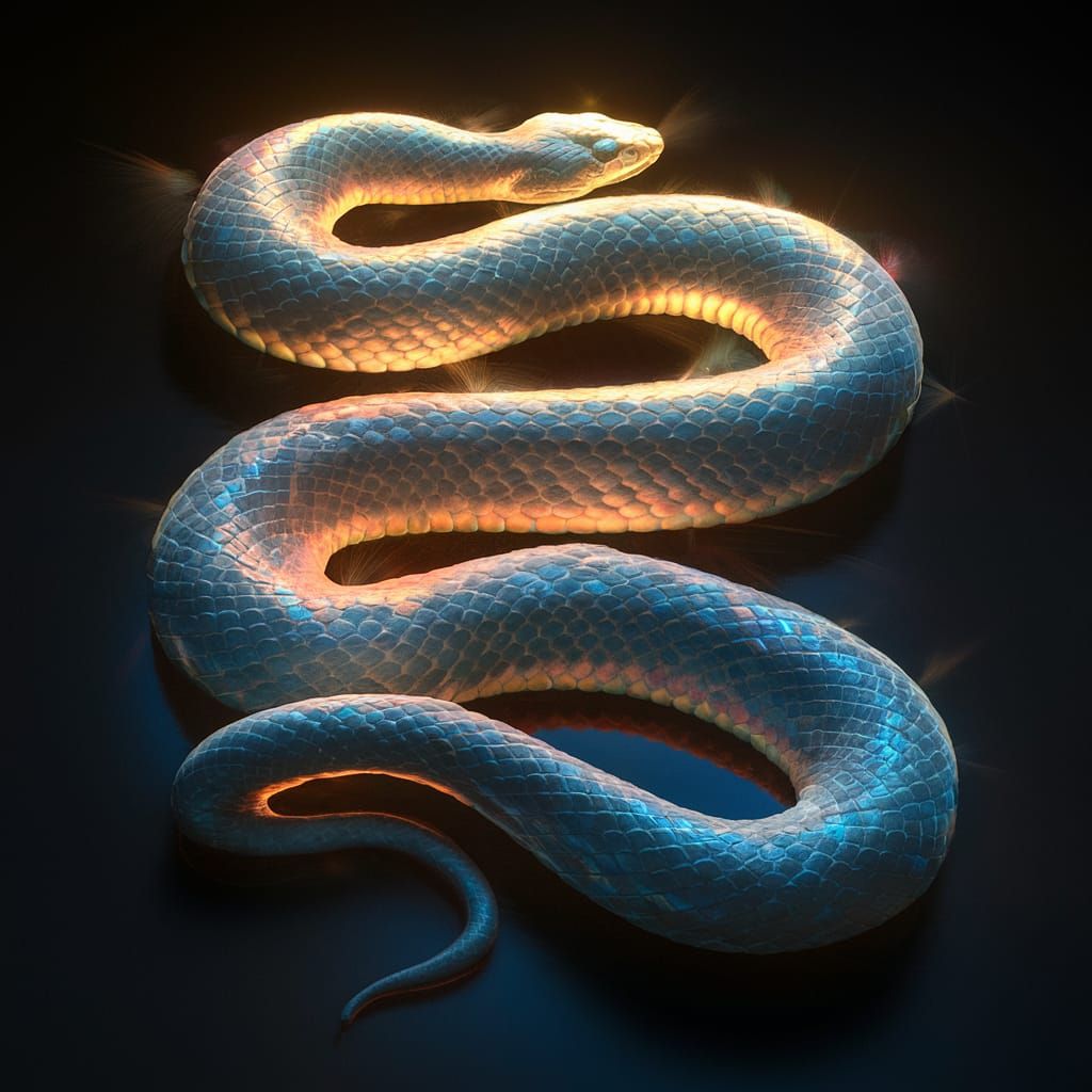 Iridescent Snake in Ultra-Realistic 3D Painting