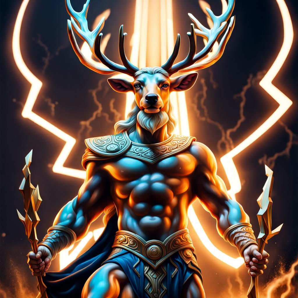 Reindeer as Thor God of Thunder