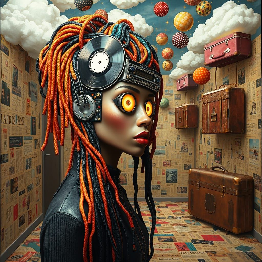 Cyberpunk Goddess of Mixed Media Masterpiece