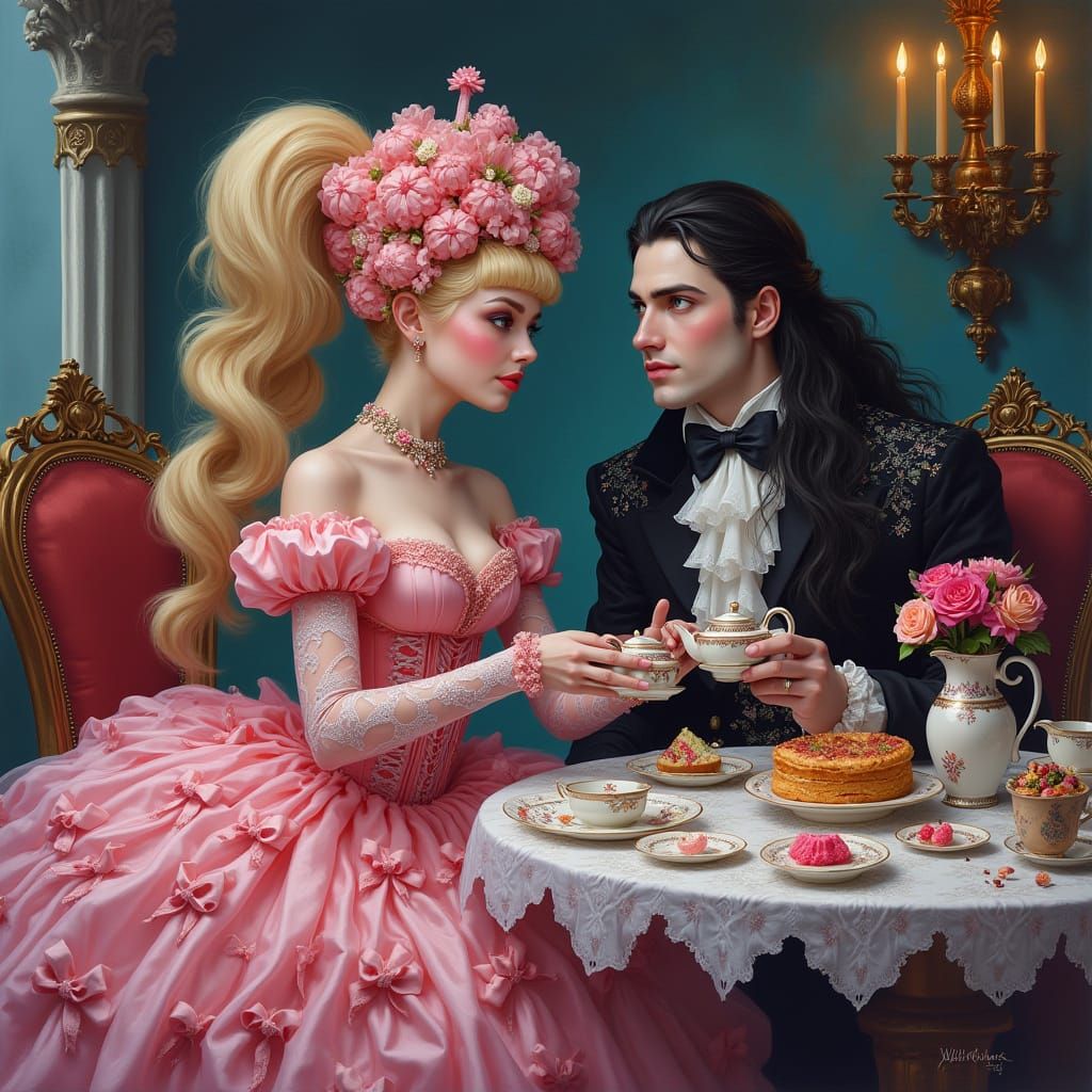 Gothic Vampire King and His Delicate Bride in Whimsical Cast...