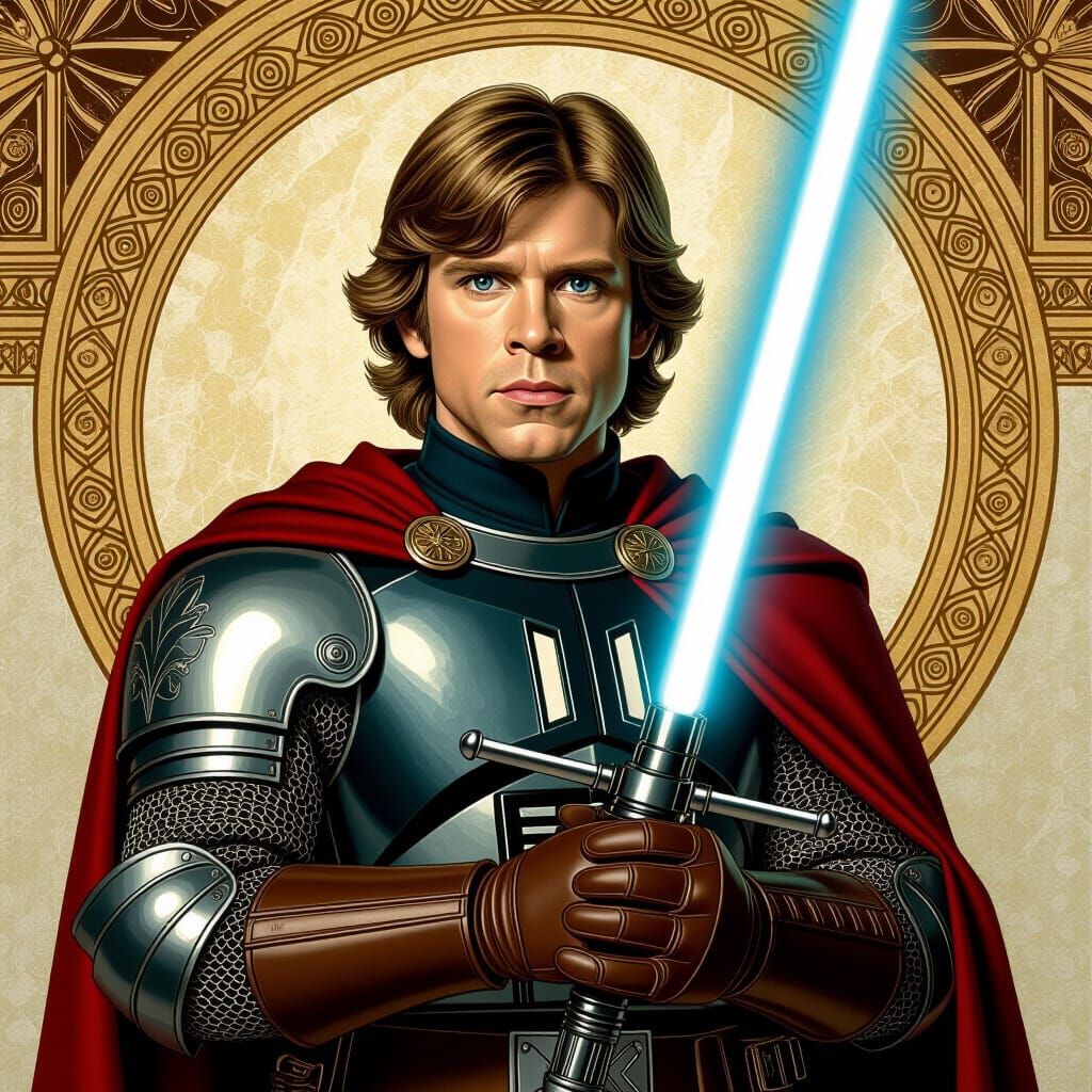 Luke Skywalker as Medieval Knight in Baroque Style