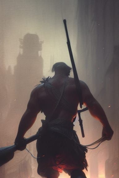 Hyperdetailed Dark Fantasy Strong Man Concept Art