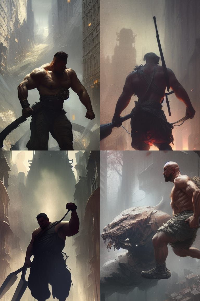 Hyperdetailed Strongman in Dark Fantasy Style